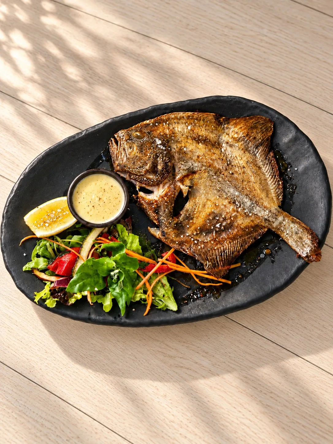 Fried flatfish with sides