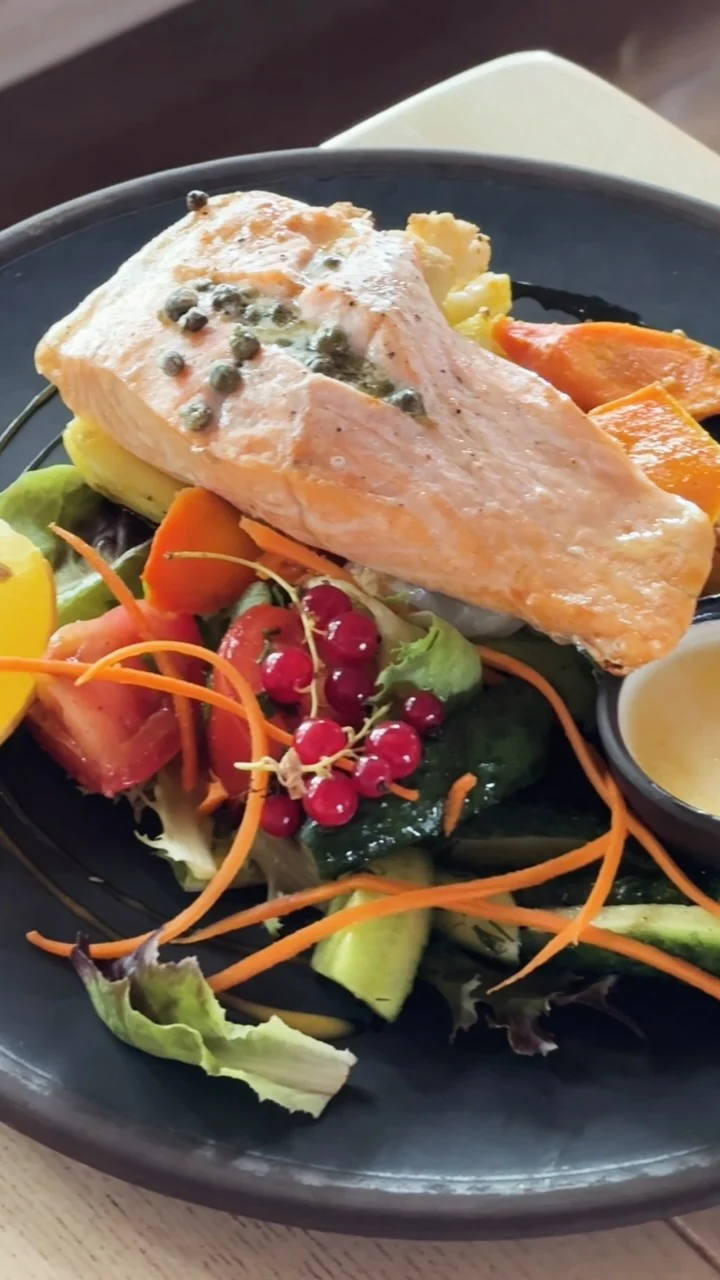 Salmon fillet with side dishes